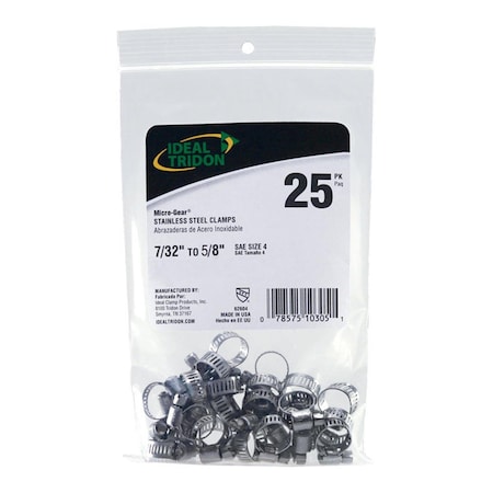 Tinkertools 0.21 in. Hose Clamps Stainless Steel, 25PK TI3319580